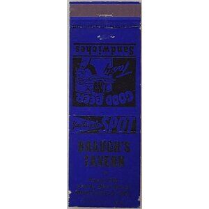 Vintage Matchbook Cover Braugh’s Tavern Monticello IN Indiana Blue